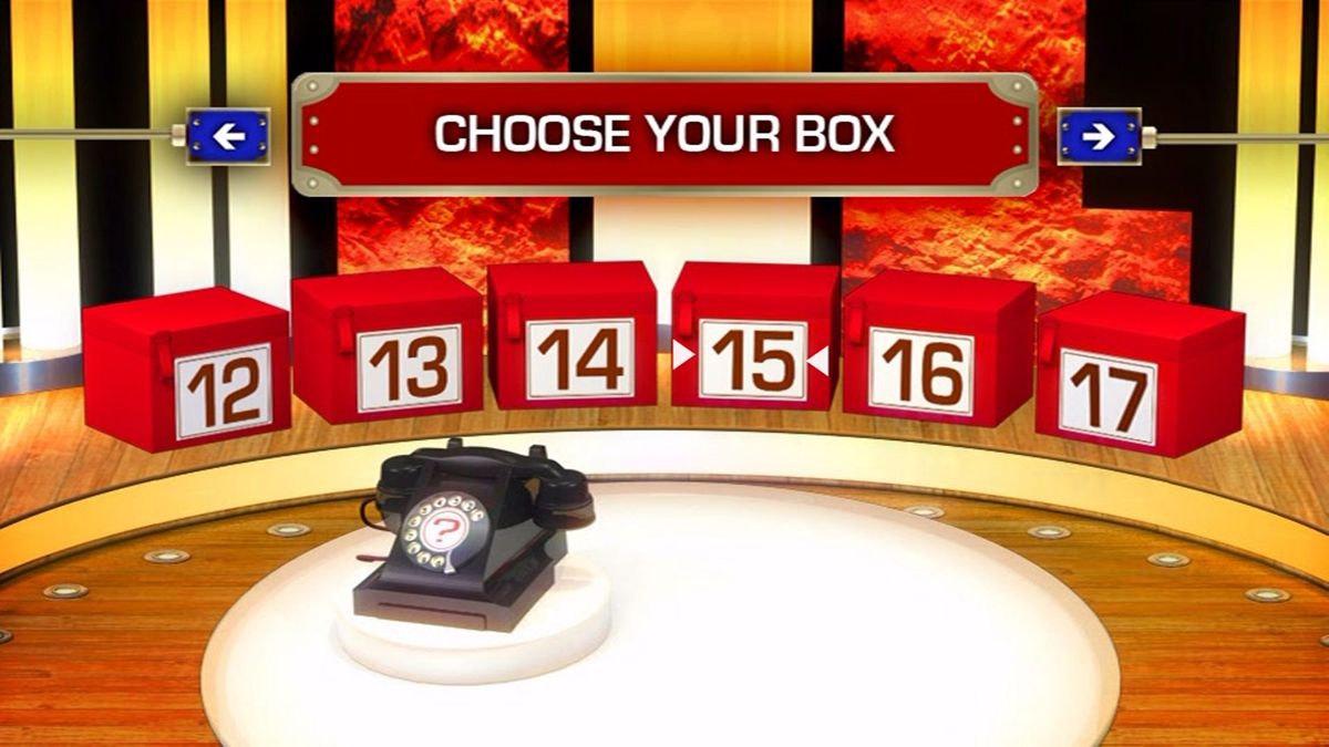 Deal or No Deal: Family Challenge (DVD Player) screenshot: Selecting the player's initial box<br>The same process and screens are used in all game modes
