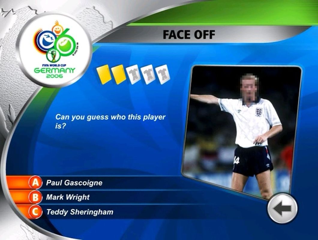 2006 FIFA World Cup (DVD Player) screenshot: An example of a 'Guess The Player' question from the tutorial