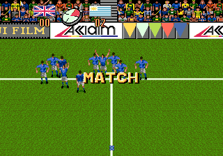 Champions World Class Soccer (Genesis) screenshot: Uruguay wins the match.