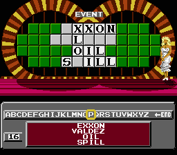 Wheel of Fortune: Family Edition (NES) screenshot: Going for the solution.