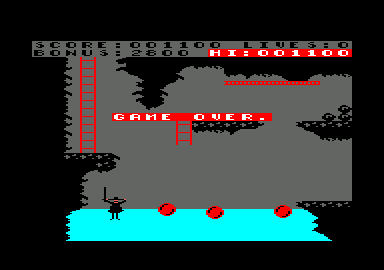 Zorro (Amstrad CPC) screenshot: I lost all my lives. Game over.