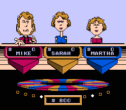 Wheel of Fortune: Featuring Vanna White (NES) screenshot: Spin the wheel.