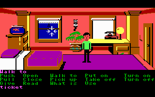 Zak McKracken and the Alien Mindbenders (DOS) screenshot: Tandy 1000 Graphics (note different cursor and text font)