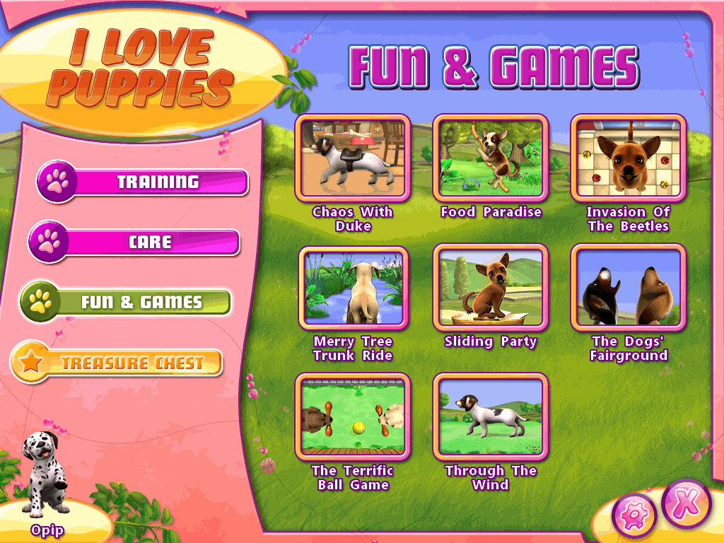 I Love Puppies! (Windows) screenshot: Fun & Games selection