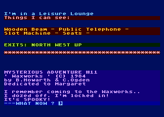 Waxworks (Atari 8-bit) screenshot: Starting screen if you choose to have color.
