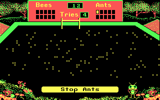 Bouncy Bee Learns Letters (DOS) screenshot: Antagram: the ants will slowly gather to form a letter