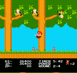 Kid Niki: Radical Ninja (NES) screenshot: dying from a firebomb