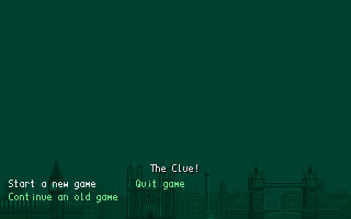 The Clue! (DOS) screenshot: Menu