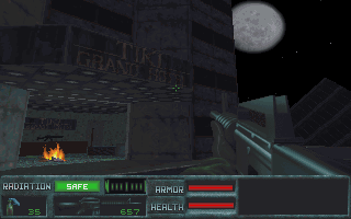 The Terminator: Future Shock (DOS) screenshot: Your destination. Bethesda did a great job in keeping true to the original movies.
