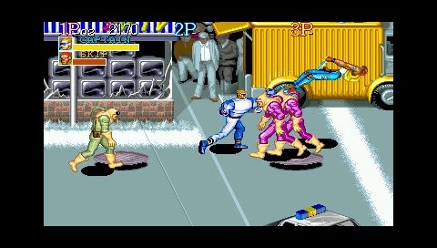 Capcom Classics Collection: Remixed (PSP) screenshot: Captain Commando in its default aspect ratio