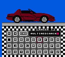 Race America (NES) screenshot: Name entry