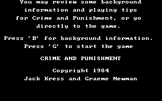 Crime and Punishment (DOS) screenshot: Title screen