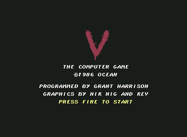 V (Commodore 64) screenshot: Title screen.