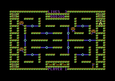 Jonny and the Jimpys (Commodore 64) screenshot: When you get the three sausages, give them to Mash