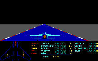 Thud Ridge: American Aces in 'Nam (DOS) screenshot: Weapons selection