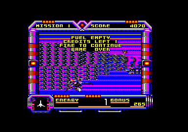 Galaxy Force II (Amstrad CPC) screenshot: I didn't continue. Game over.