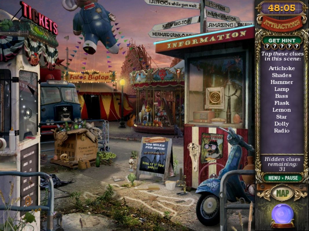 Mystery Case Files: Madame Fate (iPad) screenshot: Merry-Go-Round objects
