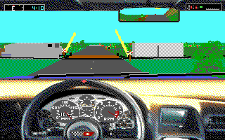 Test Drive III: The Passion (DOS) screenshot: Another suicide crossing (EGA)