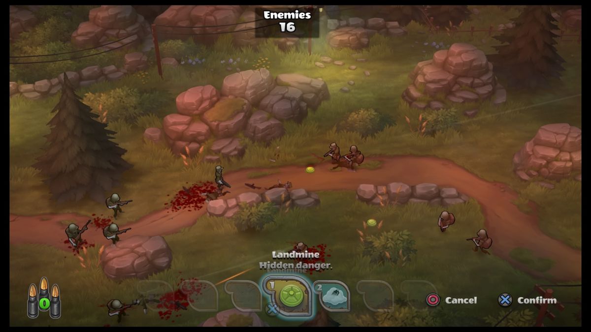 Guns Up! (PlayStation 4) screenshot: Placing the landmines