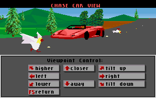 Test Drive III: The Passion (DOS) screenshot: Driver vs. Chicken II: The Killer Returns