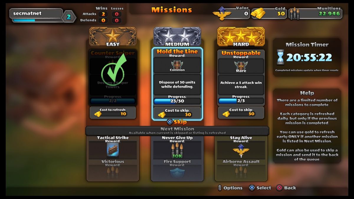 Guns Up! (PlayStation 4) screenshot: Missions