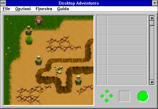 Indiana Jones and his Desktop Adventures (Windows 3.x) screenshot: I don't know who these guys are, but they wear red armbands, so I know they mean business!