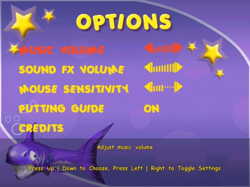 Crazy Golf (Windows) screenshot: The game configuration screen. Playing by mouse is the only option