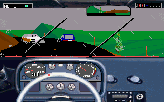 Test Drive III: The Passion (DOS) screenshot: Bad weather conditions