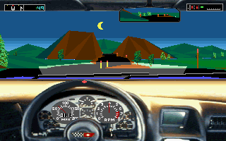 Test Drive III: The Passion (DOS) screenshot: Going up into the mountains...