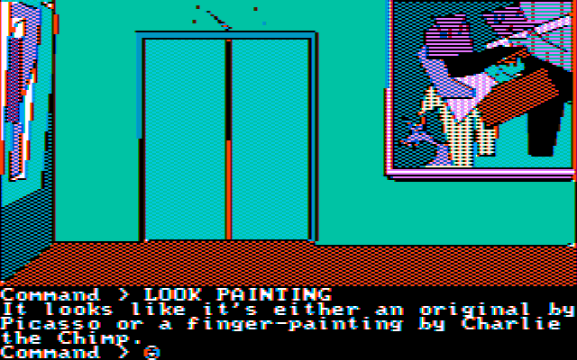 Mindshadow (PC Booter) screenshot: Everybody is a critic! (CGA Composite Mode)