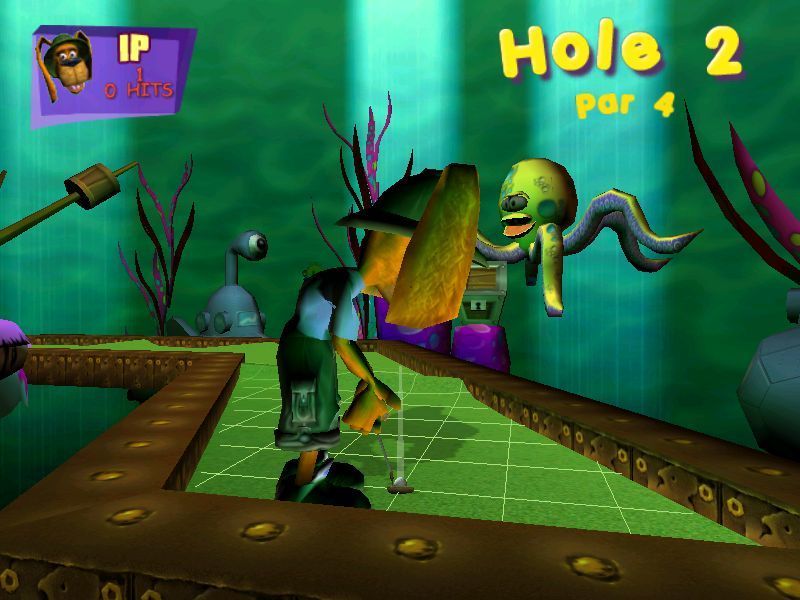 Crazy Golf (Windows) screenshot: The aiming guideline is optional