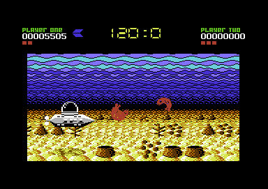 Tower Toppler (Commodore 64) screenshot: Mmm. Fish!