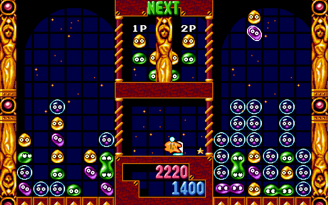 Puyo Puyo 2 (PC-98) screenshot: Two player versus mode