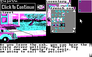 Deja Vu: A Nightmare Comes True!! (DOS) screenshot: Outside bungalow.