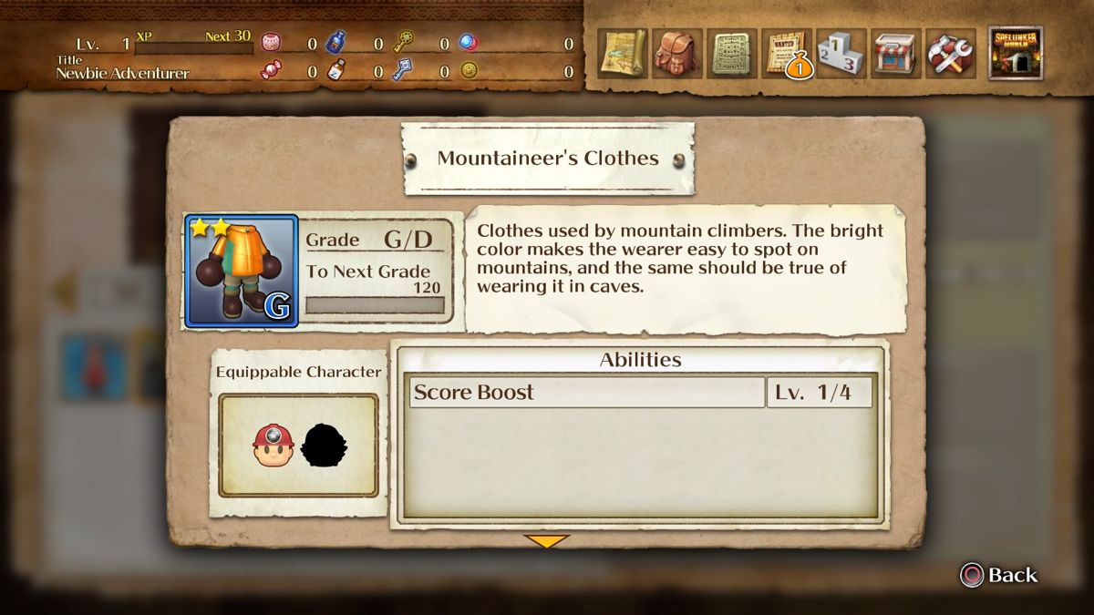 Spelunker World (PlayStation 4) screenshot: Checking the item details