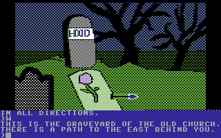 Death in the Caribbean (Commodore 64) screenshot: Grave.