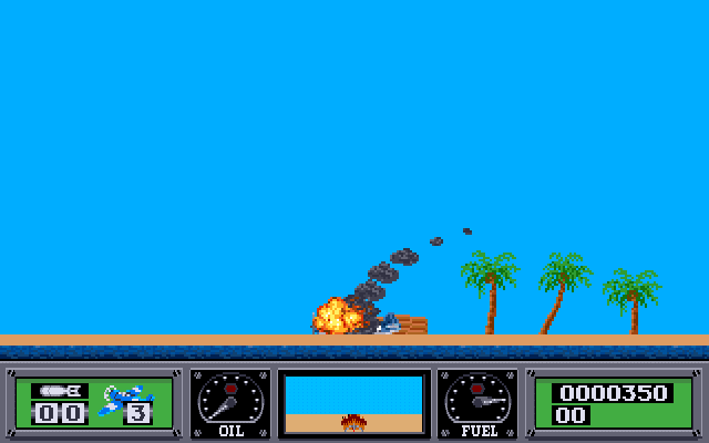 Wings of Fury (Amiga) screenshot: Plane crashed