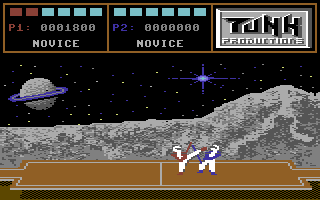 Wastelands (Commodore 64) screenshot: Hit with a high kick