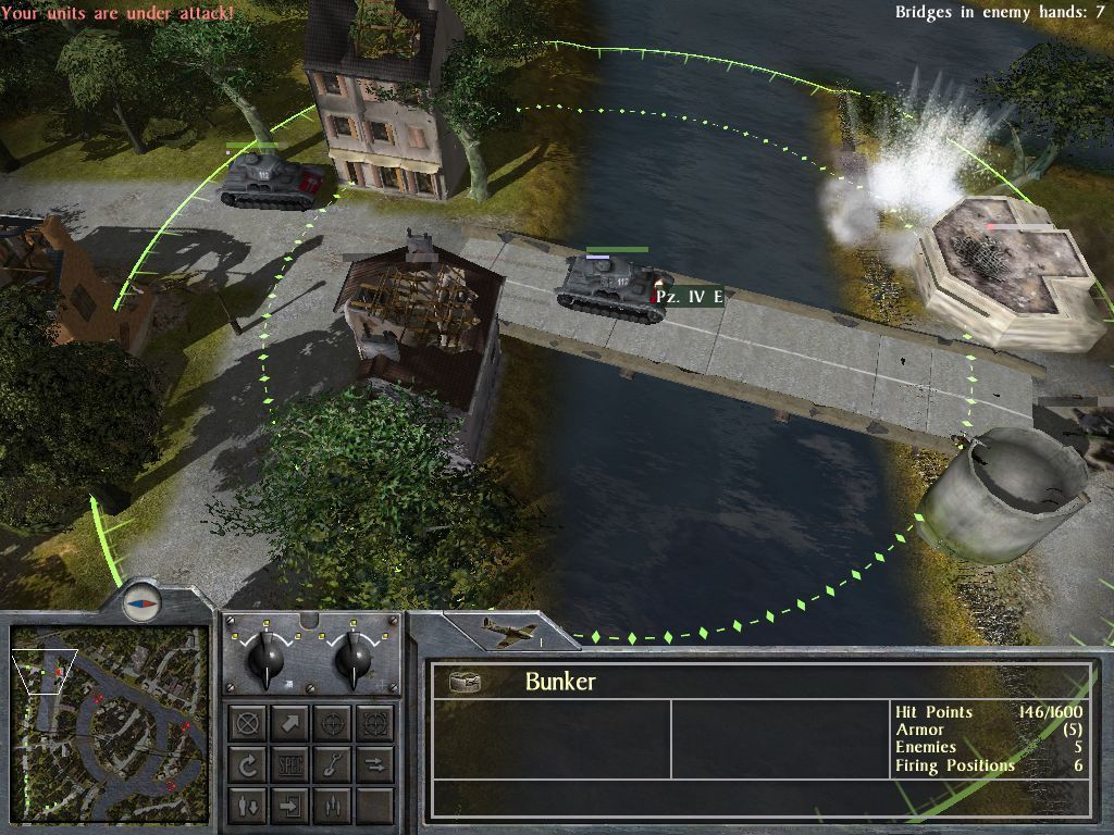 Moscow to Berlin: Red Siege (Windows) screenshot: The mission says no tanks must be lost, it doesn't say they cannot be used. Here they are attacking a bunker