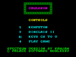 Cauldron (ZX Spectrum) screenshot: Title screen
