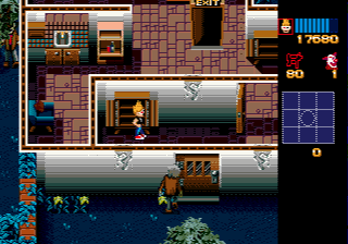 Zombies Ate My Neighbors (Genesis) screenshot: Enter the houses to grab some useful items