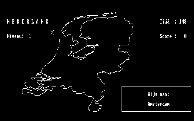 Nederland (DOS) screenshot: Where's Amsterdam?