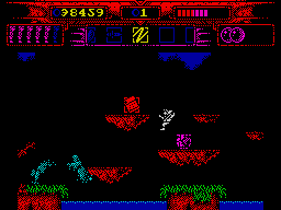 Myth: History in the Making (ZX Spectrum) screenshot: This area is occupied by moving ghosts.