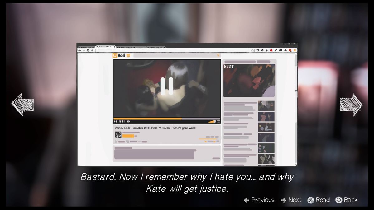 Life Is Strange: Episode 4 - Dark Room (PlayStation 4) screenshot: An infamous video of Kate partying