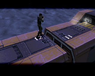 Covert Ops: Nuclear Dawn (PlayStation) screenshot: Standing on top of the train.