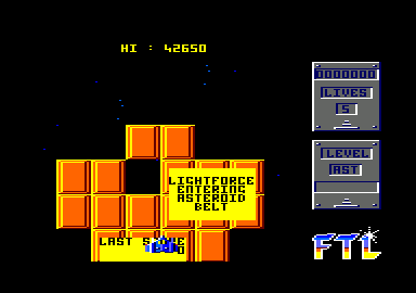 Lightforce (Amstrad CPC) screenshot: And we're off to destroy the enemy.