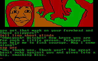The Wizard of Oz (DOS) screenshot: The lion will also come with us.