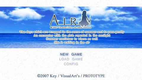 Air (PSP) screenshot: Main menu.
