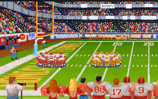 ABC Monday Night Football (DOS) screenshot: The huddles