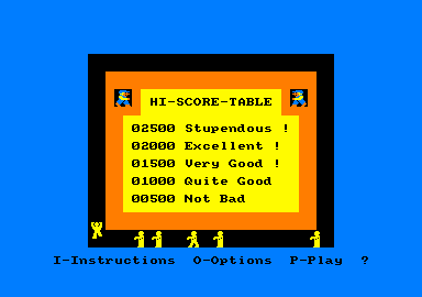 Oh Mummy (Amstrad CPC) screenshot: High scores and main menu